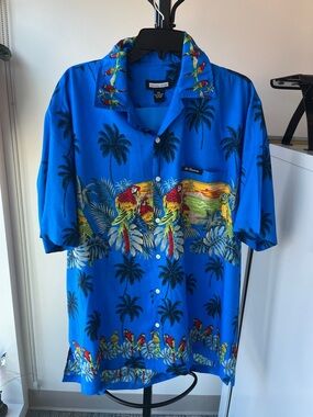 Nelson Wear Blue Tropical Parrot Button-Up Shirt Size XXL